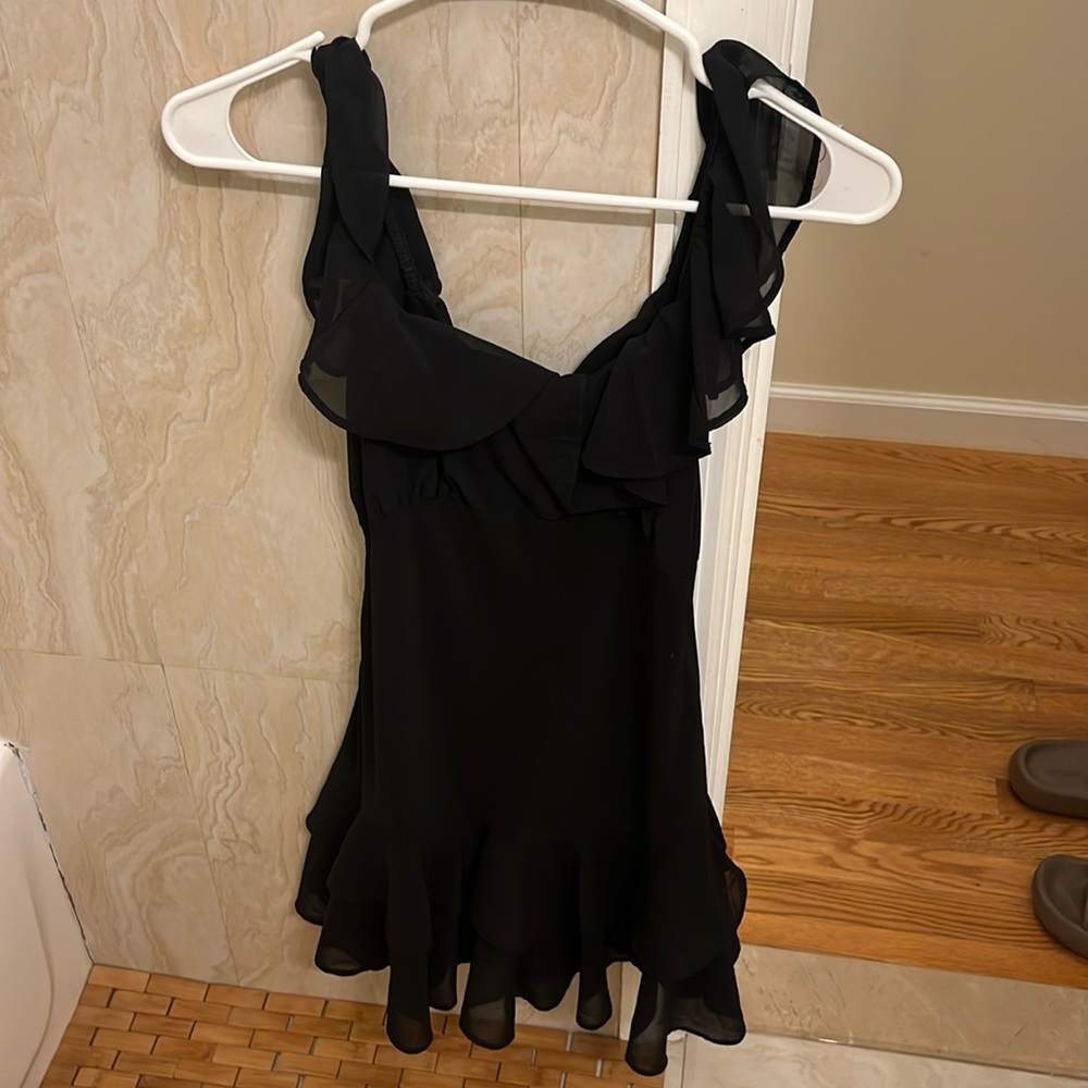 ABECROMBIE AND FITCH Ruffle Mini Dress, Black, Petite XS